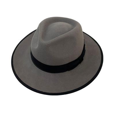 China European And American Style Fedora Hat For Men Wool Felt 100% Wool Wide Brim Hat Vintage Jazz Trilby Rock Hat Party Costume for sale