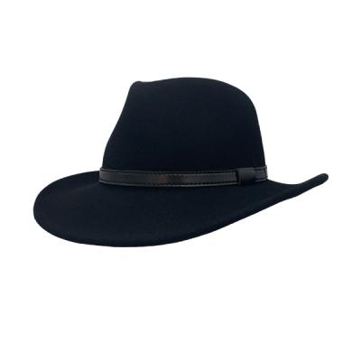 China Wholesale Autumn Winter Woman Man Wool Character Felt Cowboy Fedora Hats With Leather Rope Female Male Western Hats for sale