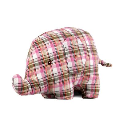 China Cute Plaid Color Baby Elephant Plush Toy Sleeping Doll Elephant Pillow Girl Birthday Gift for sale