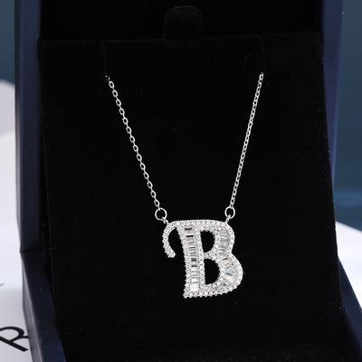 China Sterling Silver English Europe and America Letter Necklace Family Name Girl Accessories Clavicle Pendant Chain S925 B for sale