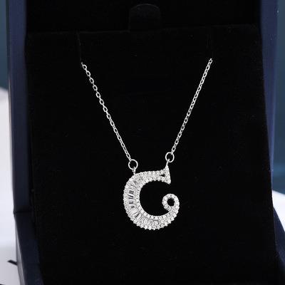 China Sterling Silver English Europe and America Letter Necklace Family Name Girl Accessories Clavicle Pendant Chain S925 C for sale