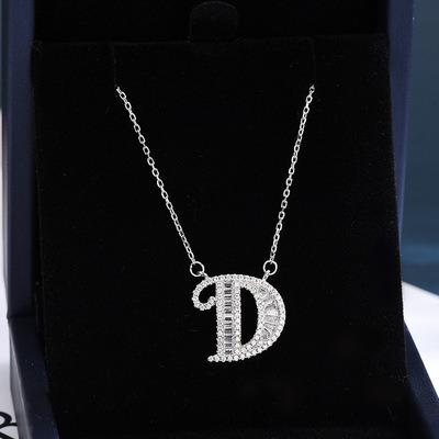 China Sterling Silver English Europe and America Letter Necklace Family Name Girl Accessories Clavicle Pendant Chain S925 D for sale