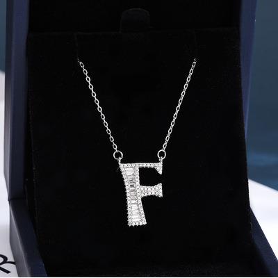 China Sterling Silver English Europe and America Letter Necklace Family Name Girl Accessories Clavicle Pendant Chain S925 F for sale