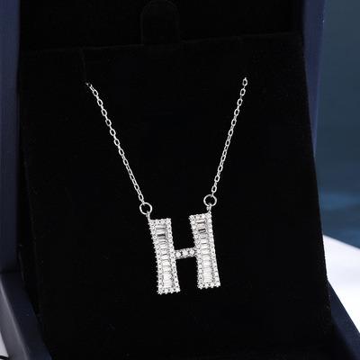 China Sterling Silver English Europe and America Letter Necklace Family Name Girl Accessories Clavicle Pendant Chain S925 H for sale