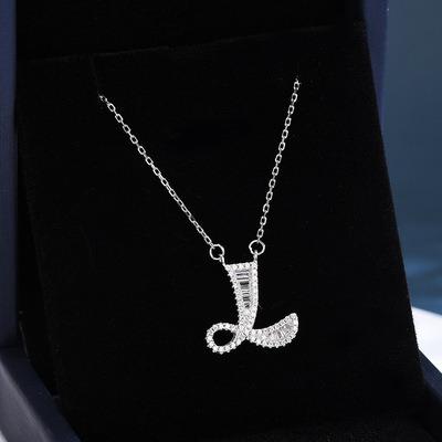 China Europe and America S925 L sterling silver English letter necklace surname first name girl accessories clavicle pendant chain for sale