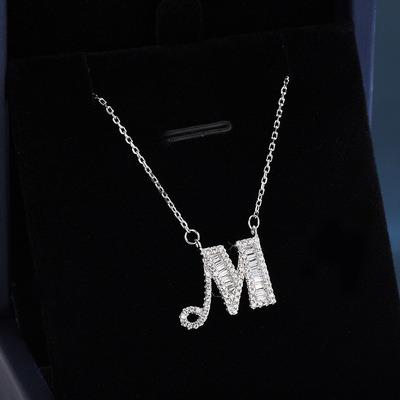 China Sterling Silver English Europe and America Letter Necklace Family Name Girl Accessories Clavicle Pendant Chain S925 M for sale