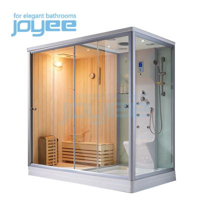 China JOYEE Computer Control Panel Wooden Shower Bath Room Sauna And Steam Combination Combination Sauna Room And Steam Bath For Sale for sale