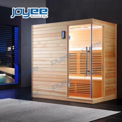 China Modern Indoor 2 Panel Sauna Room Heater JOYEE Computer Control Panel 3 Hemlock Cedar Wood Custom Size 4 Person Height White Pine Red for sale