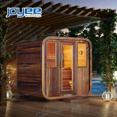 China JOYEE 4 computer control panel wooden sauna in garden backyard sauna 6 person cube sauna traditional cabin outdoor bath for sale