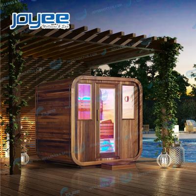 China Computer Control Panel JOYEE Outdoor Sauna 4 Classic 6 Person Garden Wooden Room Sauna Room Cube Sauna Bath Cabin for sale