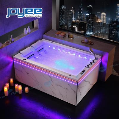 China Indoor Skirted Bathtub Price (Left Skirted) JOYEE 2 People Whirlpool Massage Bathtub Double Side Spa Tub With Double Waterfall for sale