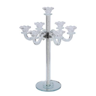 China Weddings Custom Centerpieces 3d Stereo Fine Workmanship Modern Wedding Crystal Candelabra for sale