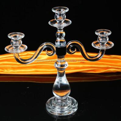 China Cheap Wholesale Handmade K9 Table Decor Wedding Candelabra Crystal Glass Candelabra Centerpiece For Wedding for sale