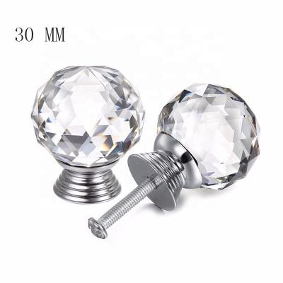 China Hot Sale Modern Simple Glow Crystal Knobs Wholesale Clear Door Knobs Pulls Furniture Wardrobe Crystal Handles for sale