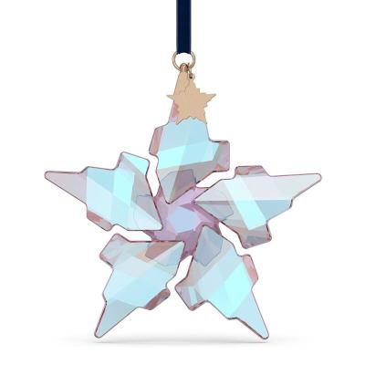 China Global Christmas Snowflake Ornament Tree Crystal Christmas Color Pendant Shining Snowflake Hanging Pendant Decoration for sale