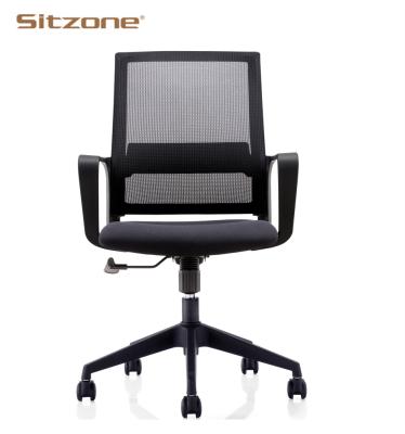 China (Size) Foshan Wholesale Cheap Adjustable Simple Design Swivel Mid Office Mesh Staff Back Chair for sale