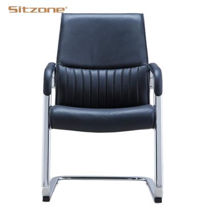 China Wholesale Ergonomic Leather Office Chair PU Leather Cover Iron Frame Office Visitor Rotation Chair For Office for sale