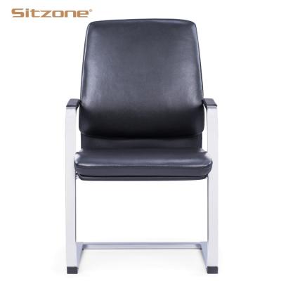 China Modern Leather Massage Office Visitor Chair No Wheels Meeting Room PU Leather Office Standing Chair for sale