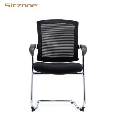 China Chrome Office Chair Manufacturer Comfortable Armrest Mesh Back Office Visitor Chair Low Guest Chair for sale