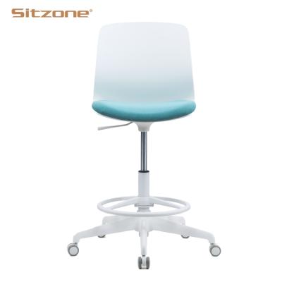 China 2021plastic Bar Stool Adjustable Modern Style White Kitchen Lift (Height) Dining Chair for sale