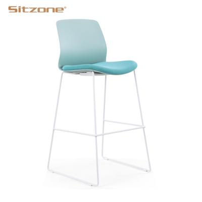 China High quality competitive design metal legs pp bar stool cooling modern plastic chair with cushion for sale