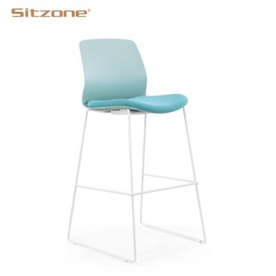 China Foshan Sitzone Modern Furniture Office Public Area Used High Bar Stool Chairs With Metal Base for sale