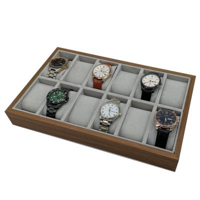 China Handmade 12 Slot Watch Organizer Tray Collection with Removable Pillows Showcase Watch Box  Display Jewelry for Drawers Table Dresser for sale