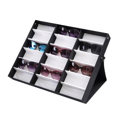 China Top Quanlity 12/16/18 Slot Glasses Tray Sunglasses Display Case Eyeglass Organizer Storage Box Eyewear Holder Sunglass Stand Display Case for sale