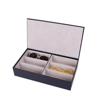 China High Quallity 6 Slots Glasses Box Sunglasses Display Case Eyeglass Organizer Eyewear Holder Sunglass Stand With Cover for sale