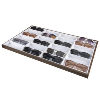 China Classic Rosewood 24-position Sunglasses Sunglasses Eyeglasses Sales Display Tray for sale