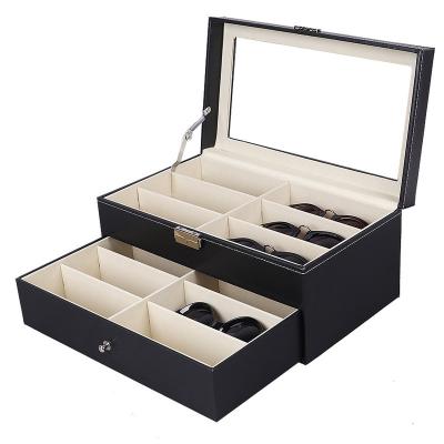 China Glasses Packing Sunglasses Organizer for Women Men Sunglass Glasses Storage Box with 12 Compartment  with Drawer for sale