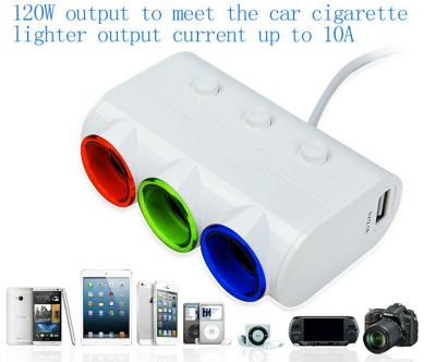 China 2015 Latest product 3 car cigarette lighter socket with usb charger adapter for sale