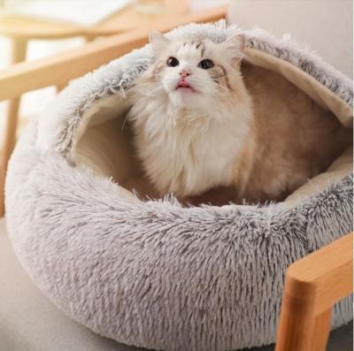 China New Design Sustainable Pet Supplies Winter Wholesale Plush Warm Pet Kennel Dog Cat Bed for sale