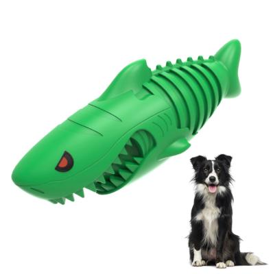 China Viable Pet Toy Fancy Washable Simulation Shark Interactive Rod Squeaky Pet Molar Toy for sale