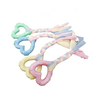 China Sustainable Pet Cotton Rope Toys Simple Cotton Rope Ear Ball Dog Teeth Cleaning Rope Grinding Toys for sale