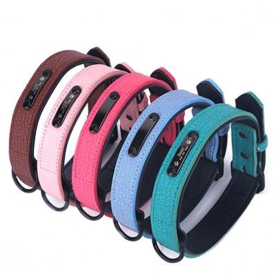 China Pet Collar Quick Release Safety Leather Reflective Custom Adjustable Dog Collar for sale