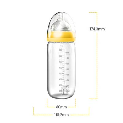 China Baby feeding ppsu 240ML portable fashion safe feeding customized clear yellow cute all pp feeding bottle custom made for sale