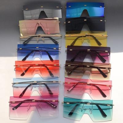 China High Quality Luxury One Piece Oversized Square Men Shade Frameless Sunglasses Women Fashion Sun Glasses for sale