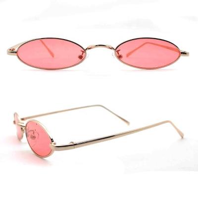 China Fashion Small Sunglasses Vintage Sunglasses Oval Thin Metal Frame Candy Colors Sunglasses for sale