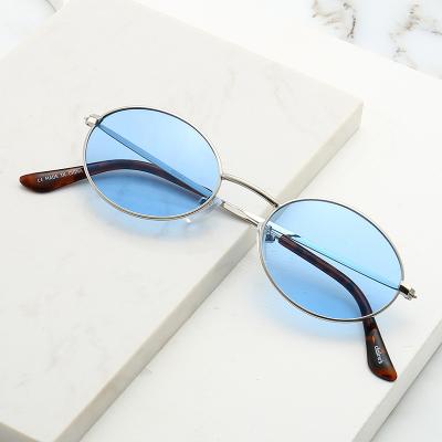 China High Quality Custom Fashion Sunglasses Light Blue Oval Sunglasses For Women for sale