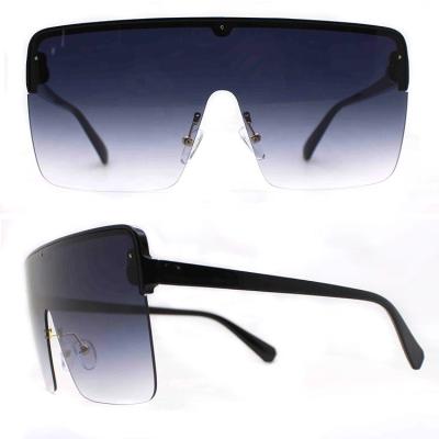 China Oversized Flat Surface Sunglasses Fashion Mirror Glass Half Frame Rimless Men One Piece Men Women Sun Glasses for sale