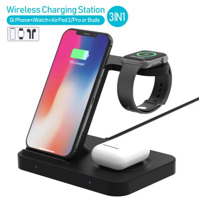 China Mobile Phone 3 in 1 Wireless Charger 15W Wireless Charger Stand Fast Charging Multifunctional Mobile Phone Holder for sale