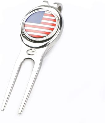 China Retro Golf Putting Green Golf Ball Home Clip Cap Golf Divot Tool All Metal American Patriotism Golf Ball Marker Zinc Alloy Tool for sale