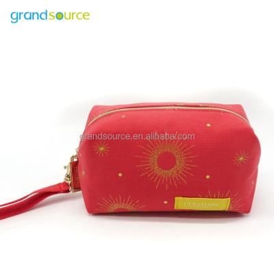 China Travel Used Red Color High Quality Cotton Cosmetic Pouch for sale