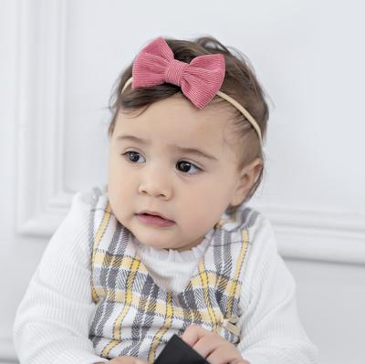 China Bulk Selling Best Quality Baby Headbands Custom Made Baby Headband Corduroy Bow Baby Headband Simple Concise Women's Hair Band Nylon Fabric for sale