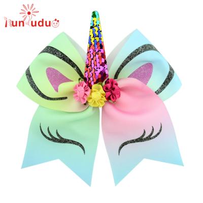 China Simple Concise Women's Hair Band Amazon Style Hot Children's Unicorn Hair Clip Ox Horn Stamping Flip Bow Hair Circle TAS Sequined Unicorn for sale