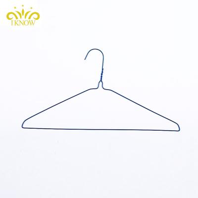 China Modern Wholesale Disposable Spray White Blue Laundry Wire Metal Clothes Hanger for sale