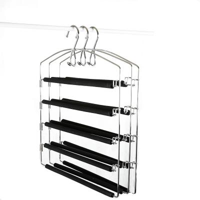 China Modern Anti-Slip Durable Stainless Steel I KNOW 5 - Layer Metal Hanger With Sponge for sale