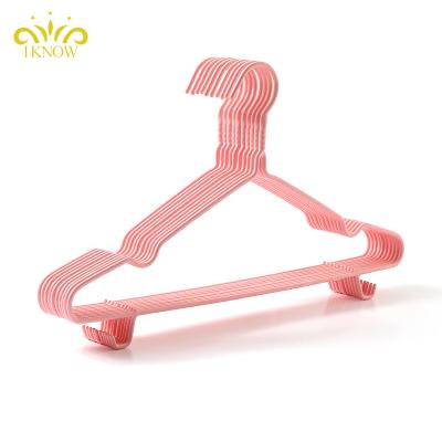 China Modern Multifunctional Notched Type I KNOW 2 Hooks PE Coated Metal Hanger Clothing for sale