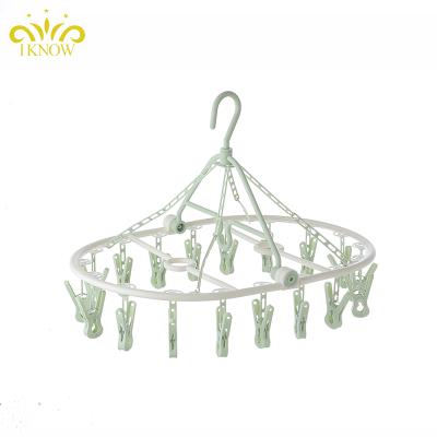 China Modern Round Shape 18 Clips Drying Rack Plastic Socks Hanger for sale